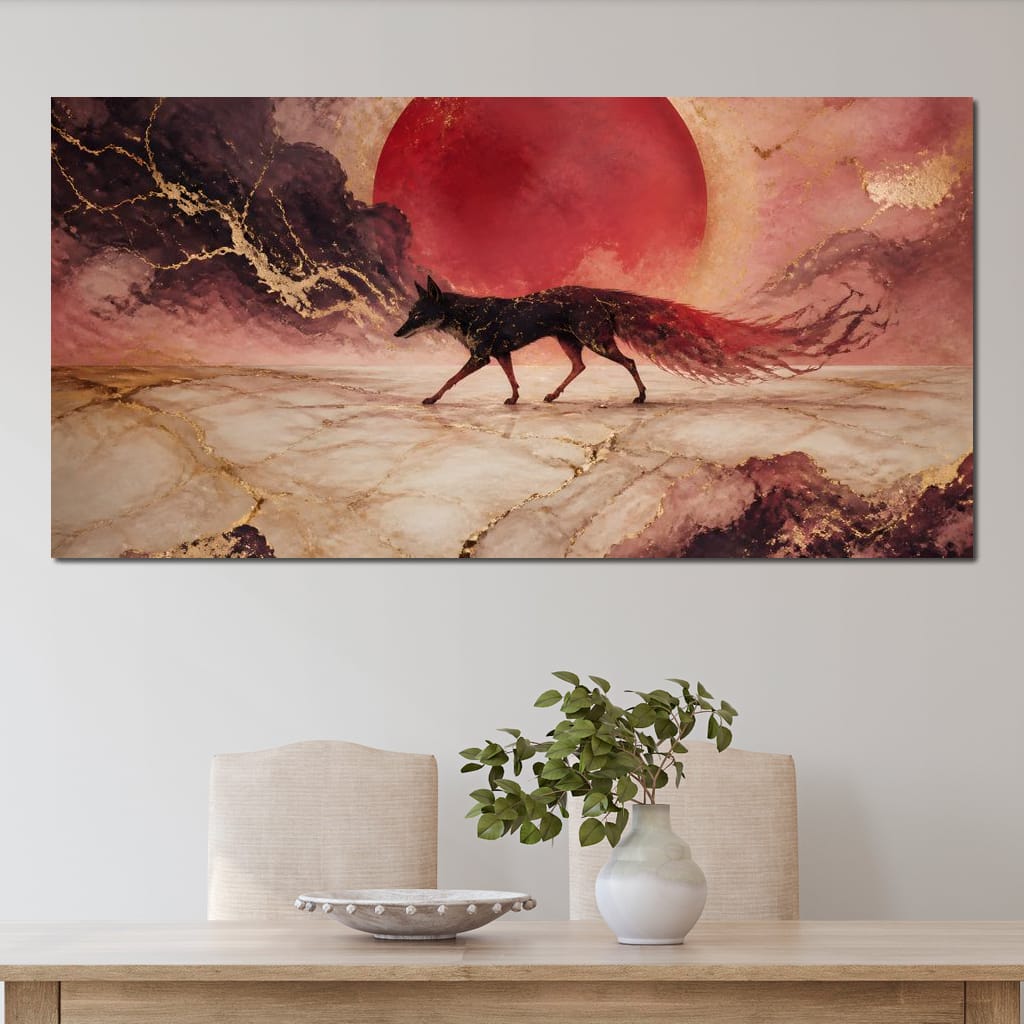 Gold Vein Fox Spirit Canvas Wall Art