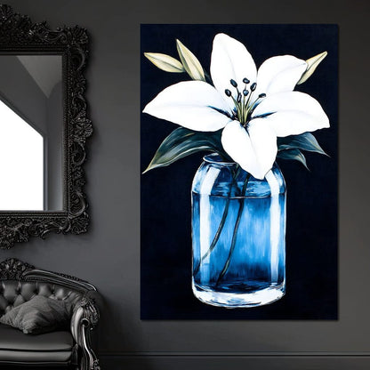 Petals In Glass Reflection Canvas Wall Art