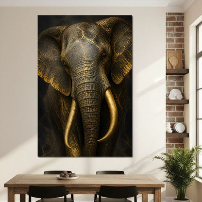 Elephant Gilded Wisdom Canvas Wall Art