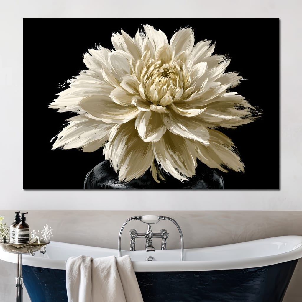 Pale Petals Held Against The Void Canvas Wall Art