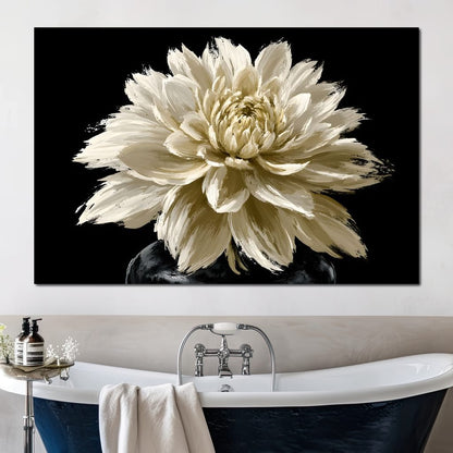 Pale Petals Held Against The Void Canvas Wall Art
