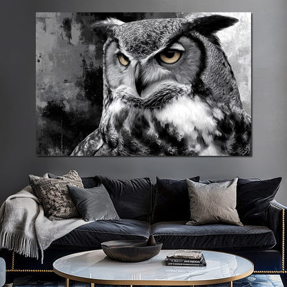 Noir Owl Golden Eyes Portrait Canvas Wall Art