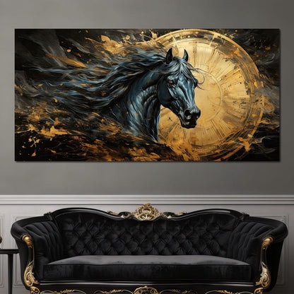 Astral Equine Eclipse Canvas Wall Art
