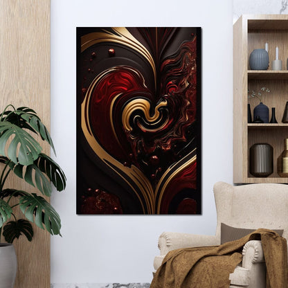 The Marble-Lux Collection: Dark Red & Vibrant Gold 05 Canvas Wall Art