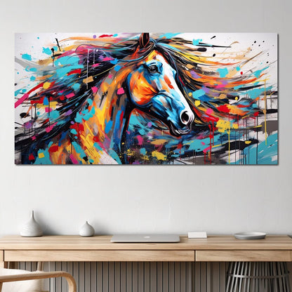 Vibrant Equine Mosaic Canvas Wall Art