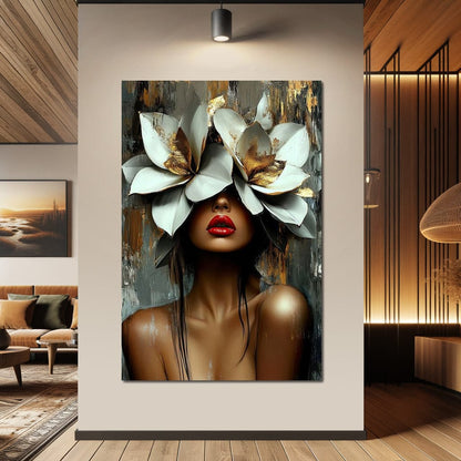 Golden Petals Revelation Canvas Wall Art
