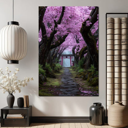 Sakura Gate Pathway Stillness Canvas Wall Art