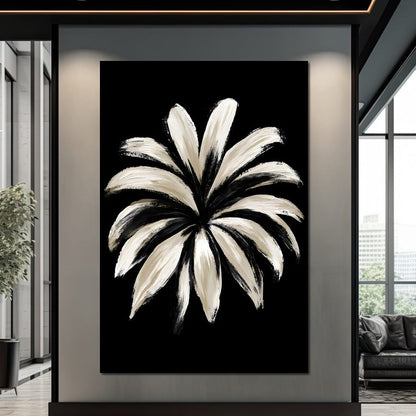 Monochrome Petals Reaching For Night Canvas Wall Art