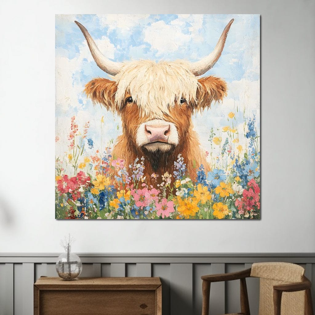 Highland Bloom Encounter Canvas Wall Art