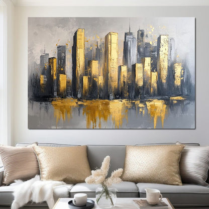 Golden Skyline Awakening Canvas Wall Art