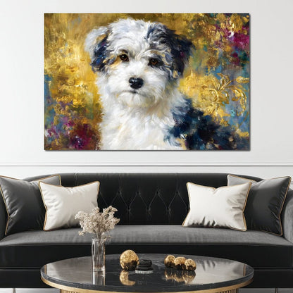 Golden Garden Puppy Canvas Wall Art