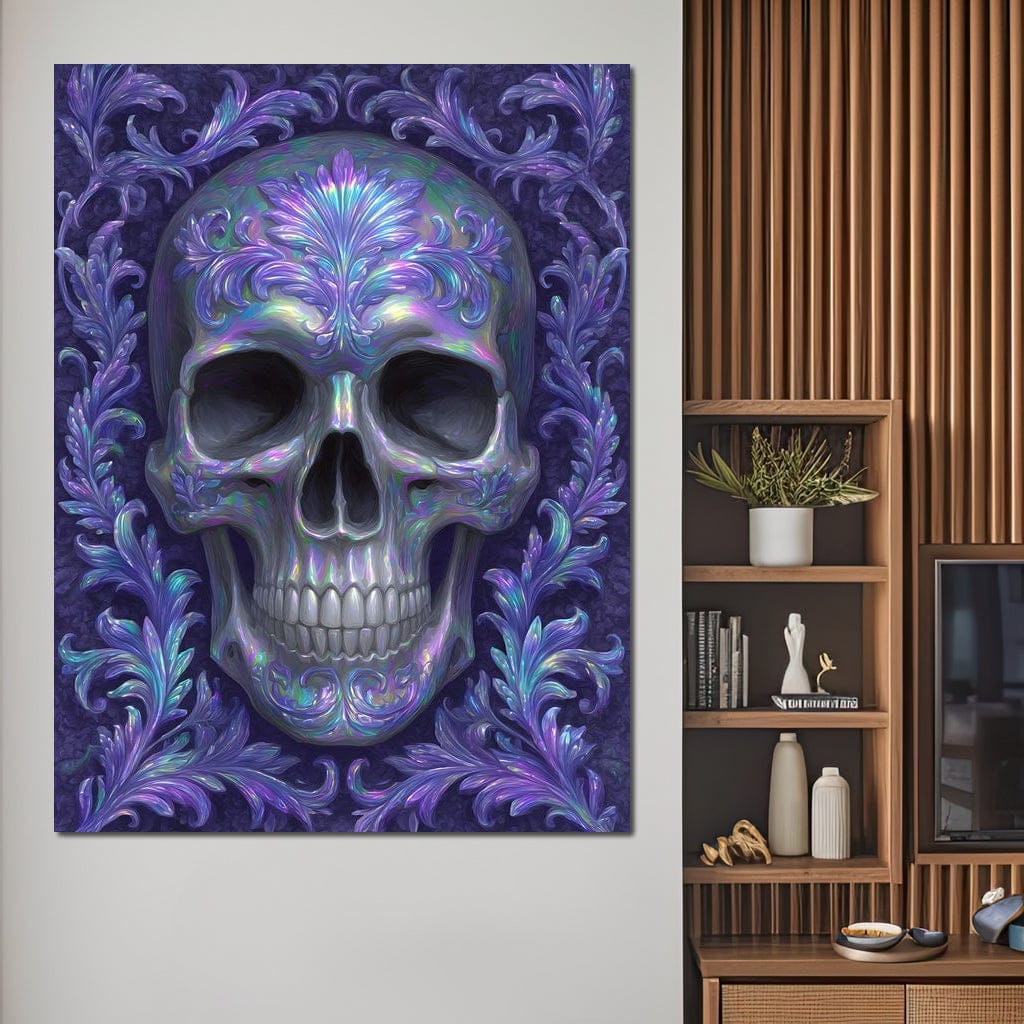 Prismatic Skull Baroque Flourish Canvas Wall Art