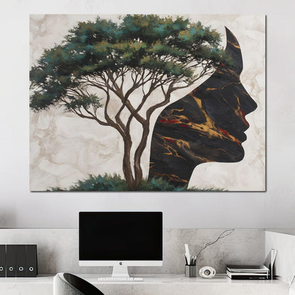 Majestic Silhouette Beneath Branches Canvas Wall Art