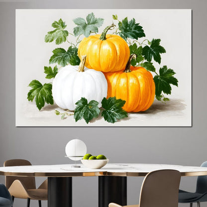 Harvest Pumpkin Trio Botanical Canvas Wall Art