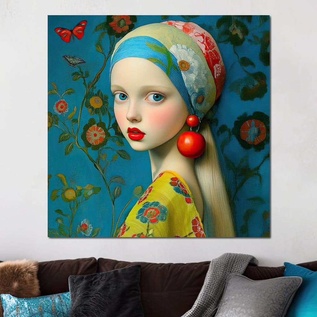 The Girl with the Scarlet Earring Canvas Wall Art
