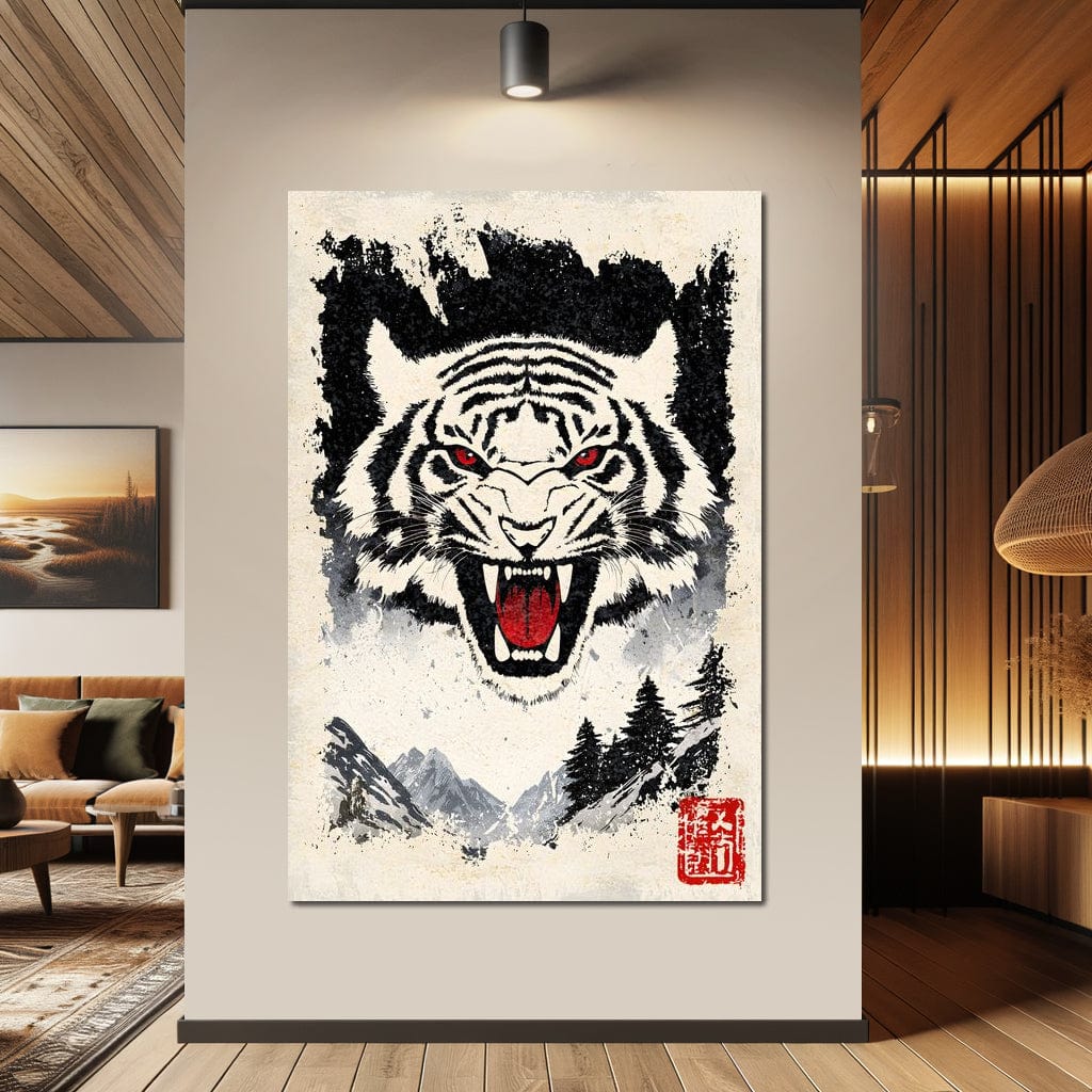 Fierce Jungle Monarch Tiger Roar Canvas Wall Art
