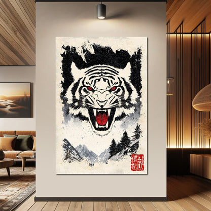 Fierce Jungle Monarch Tiger Roar Canvas Wall Art