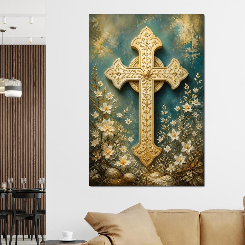 Gilded Petals Near The Relic Canvas Wall Art