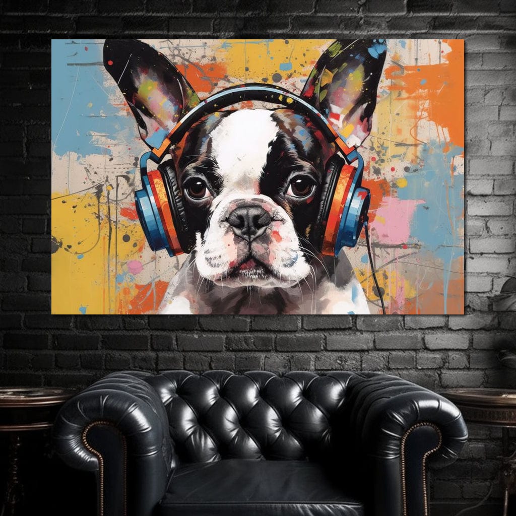Boston Terrier's Musical Medley Canvas Wall Art