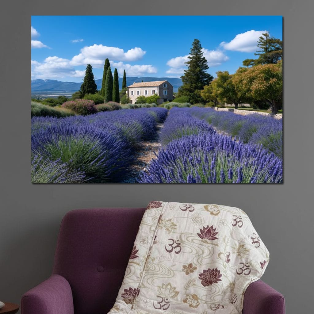 Provence Lavender Farmhouse Sky Canvas Wall Art