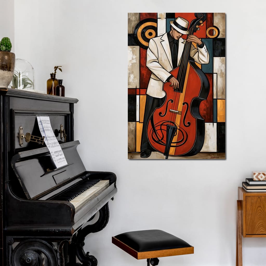 Cool Jazz Rhythm And The Upright Bass Canvas Wall Art