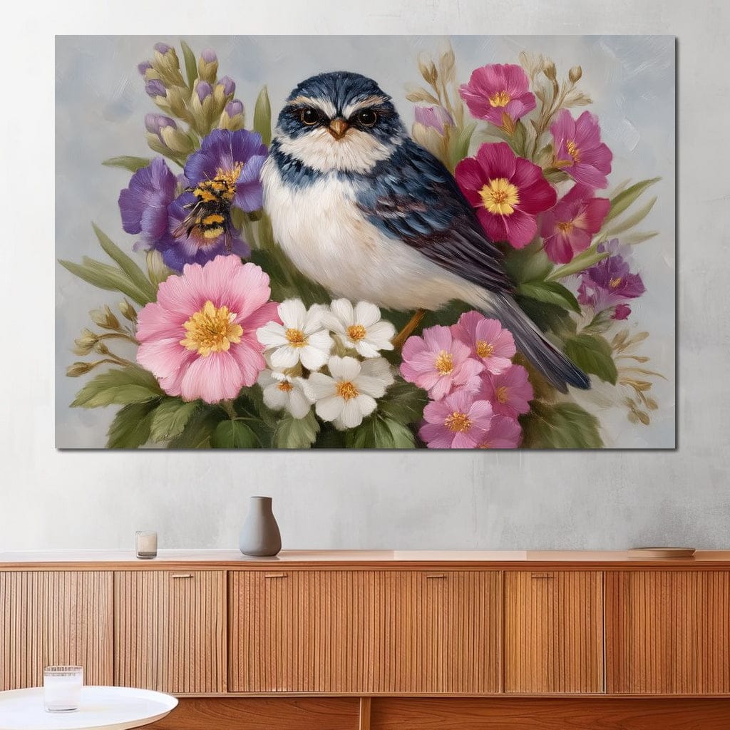 Bluebird Garden Blossom Song Canvas Wall Art