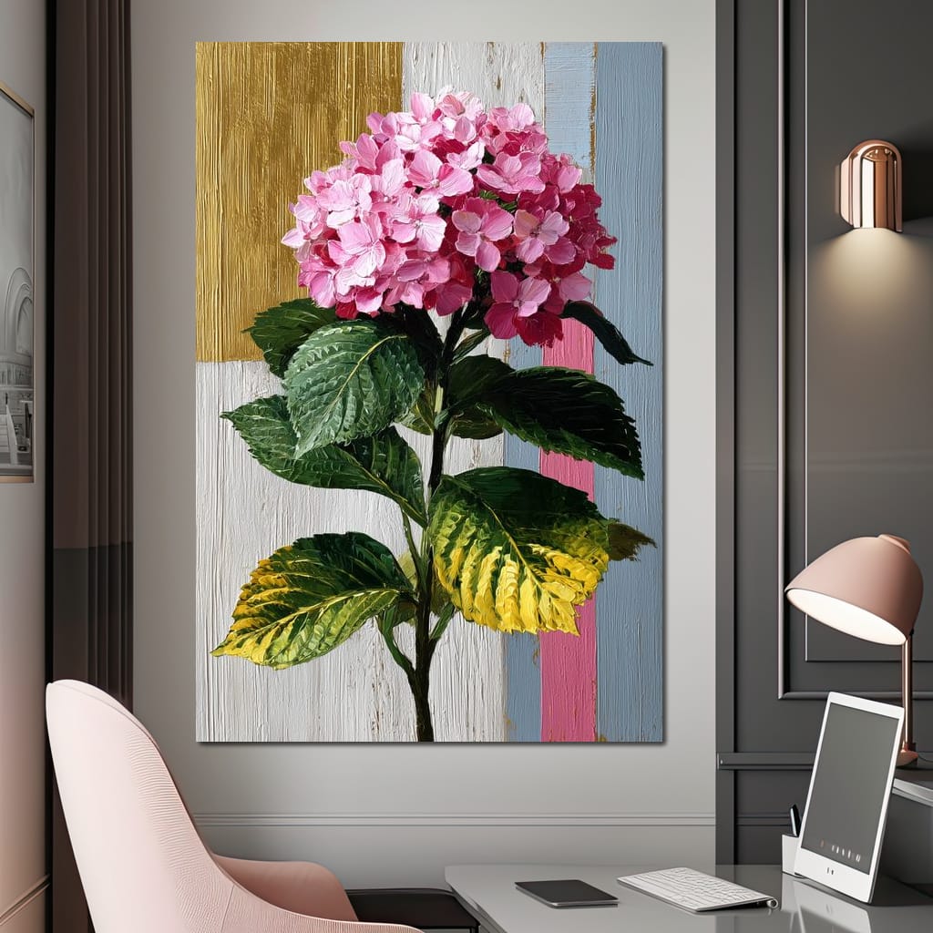 Pink Hydrangea Garden Glow Canvas Wall Art
