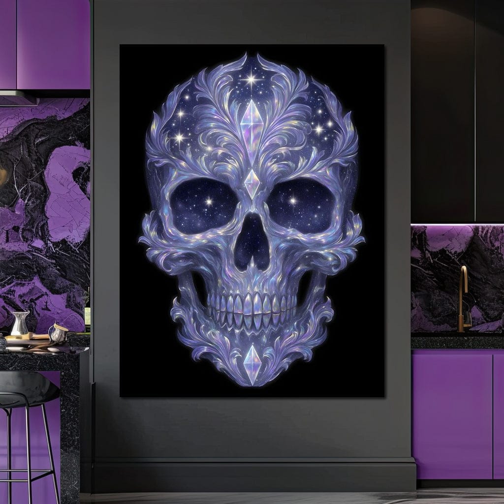 Galactic Crystal Skull Nebula Canvas Wall Art