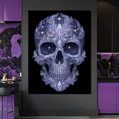 Galactic Crystal Skull Nebula Canvas Wall Art