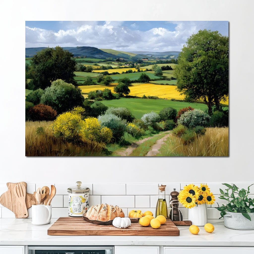 Golden Fields Country Path Canvas Wall Art