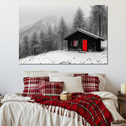 Cabin Solitude Winter Tale Canvas Wall Art