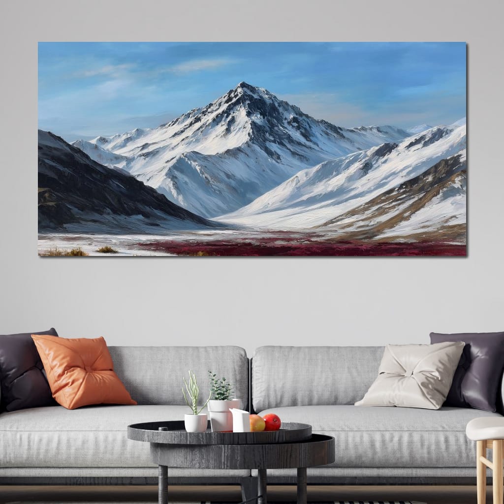 Snowy Alpine Peak Canvas Wall Art