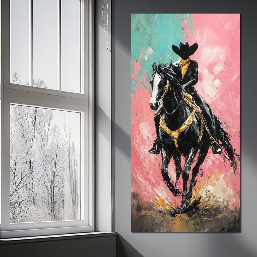 Galloping Western Stallion Energy Canvas Wall Art