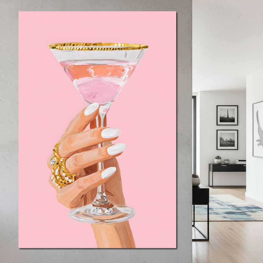 Chic Martini Toast Canvas Wall Art