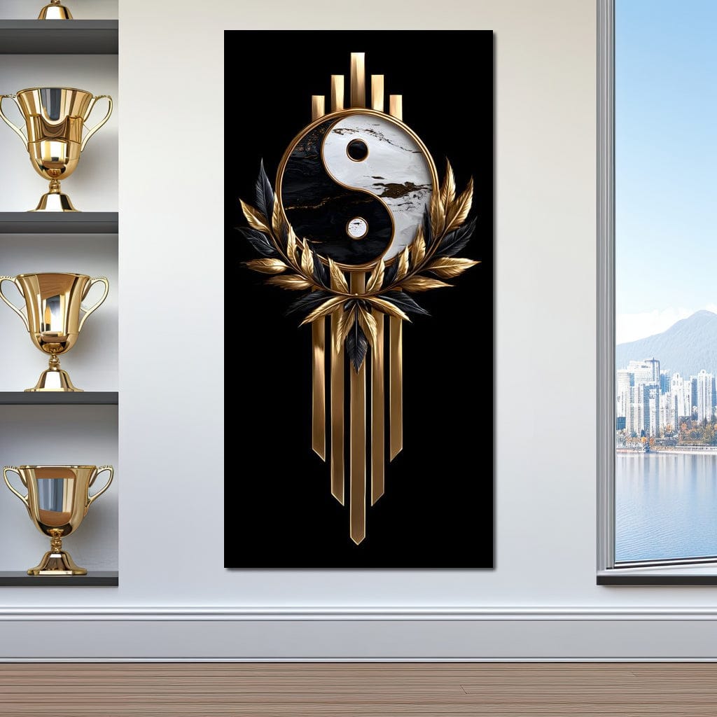Golden Yin Yang Marble Elegance Canvas Wall Art
