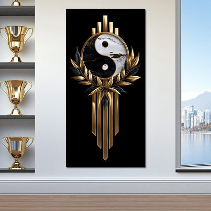 Golden Yin Yang Marble Elegance Canvas Wall Art
