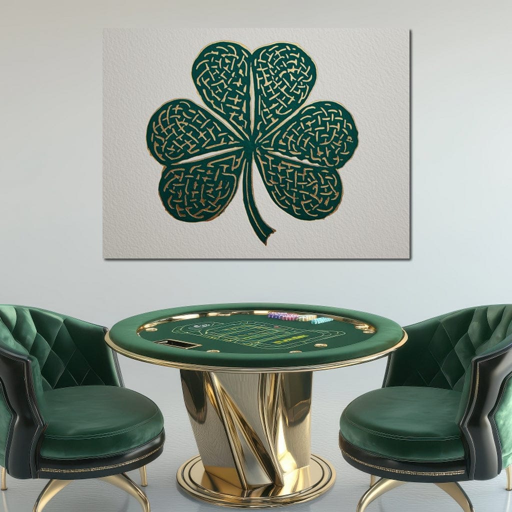 Clover Gold Leaf Charm Canvas Wall Art