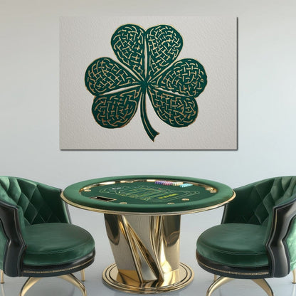 Clover Gold Leaf Charm Canvas Wall Art