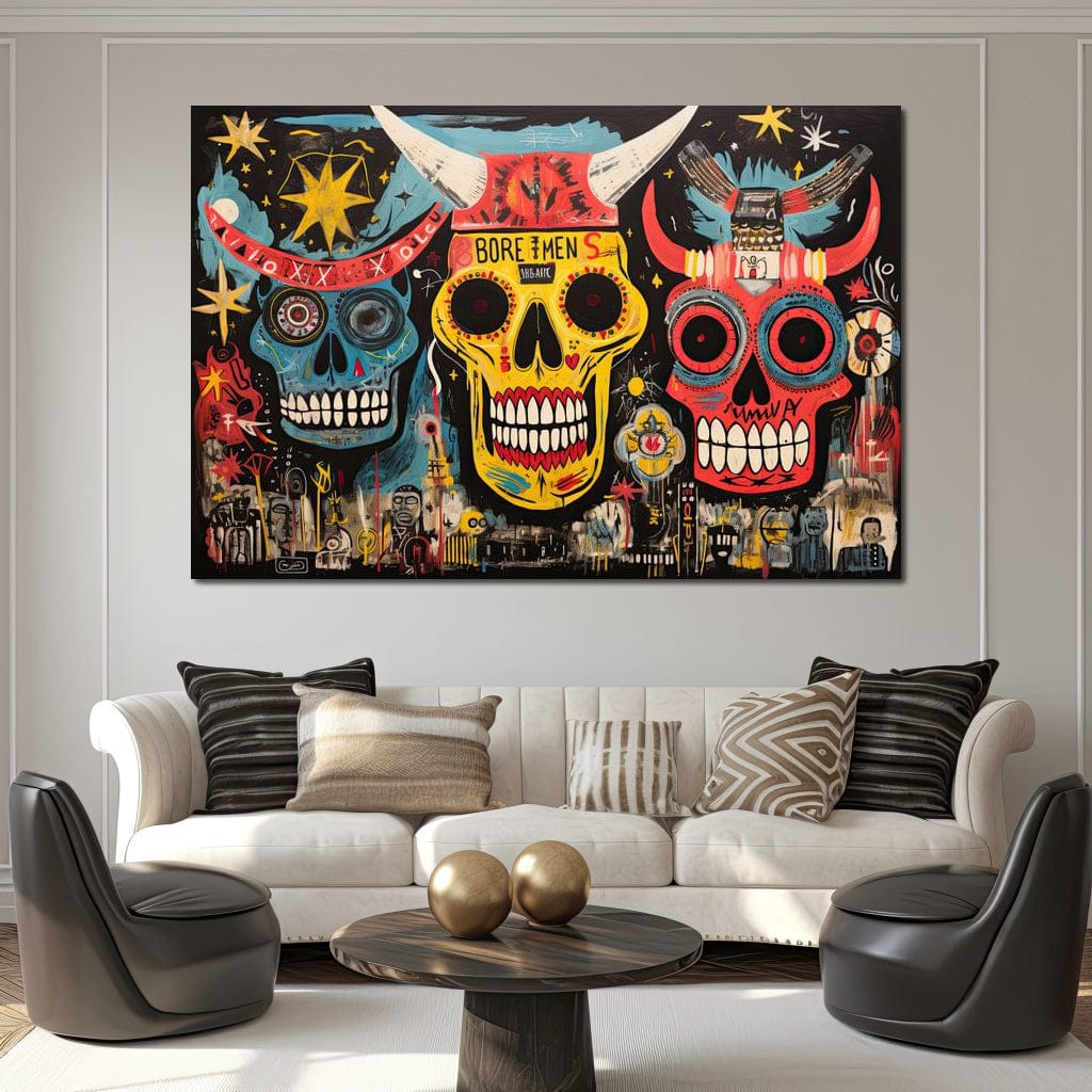 Tribal Skull Symphony Canvas Wall Art