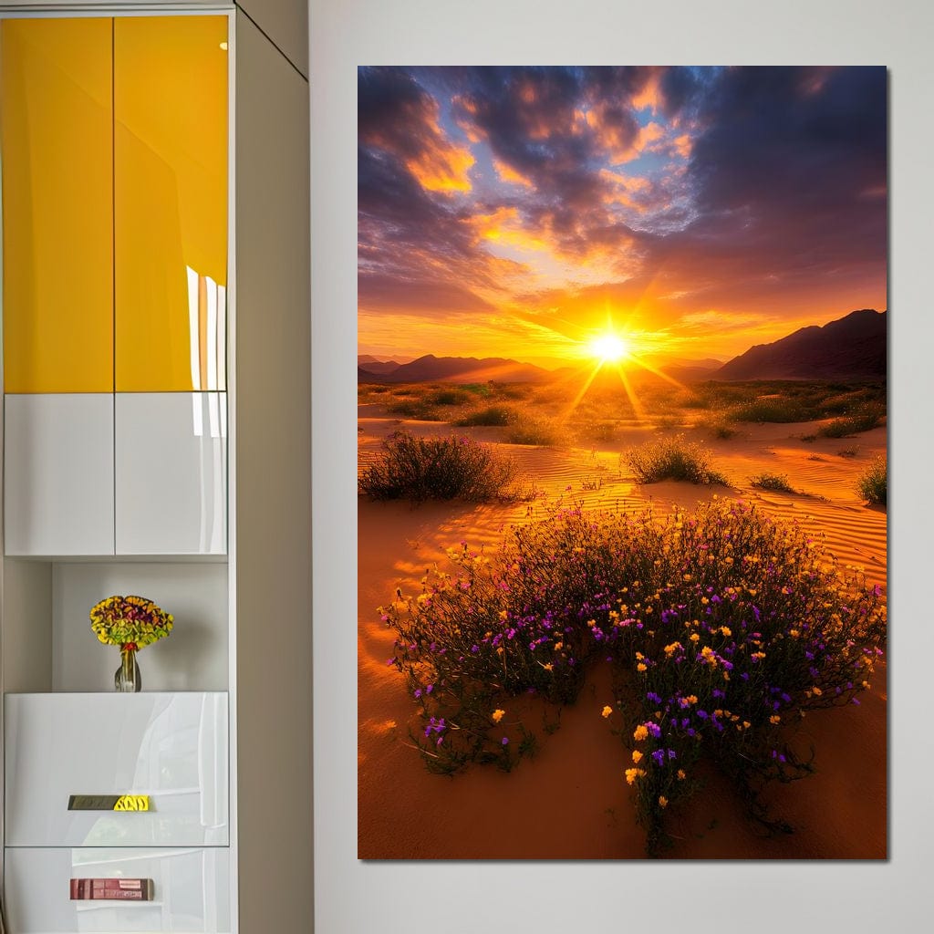 Golden Horizon Meadow Bloom Canvas Wall Art