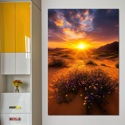 Golden Horizon Meadow Bloom Canvas Wall Art