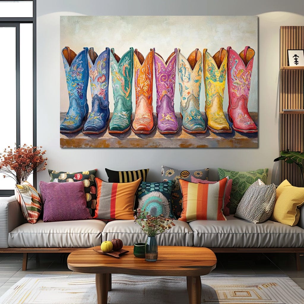 Western Boot Parade Canvas Wall Art