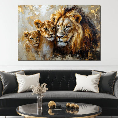 Majestic Bond of the Wild Lions Canvas Wall Art