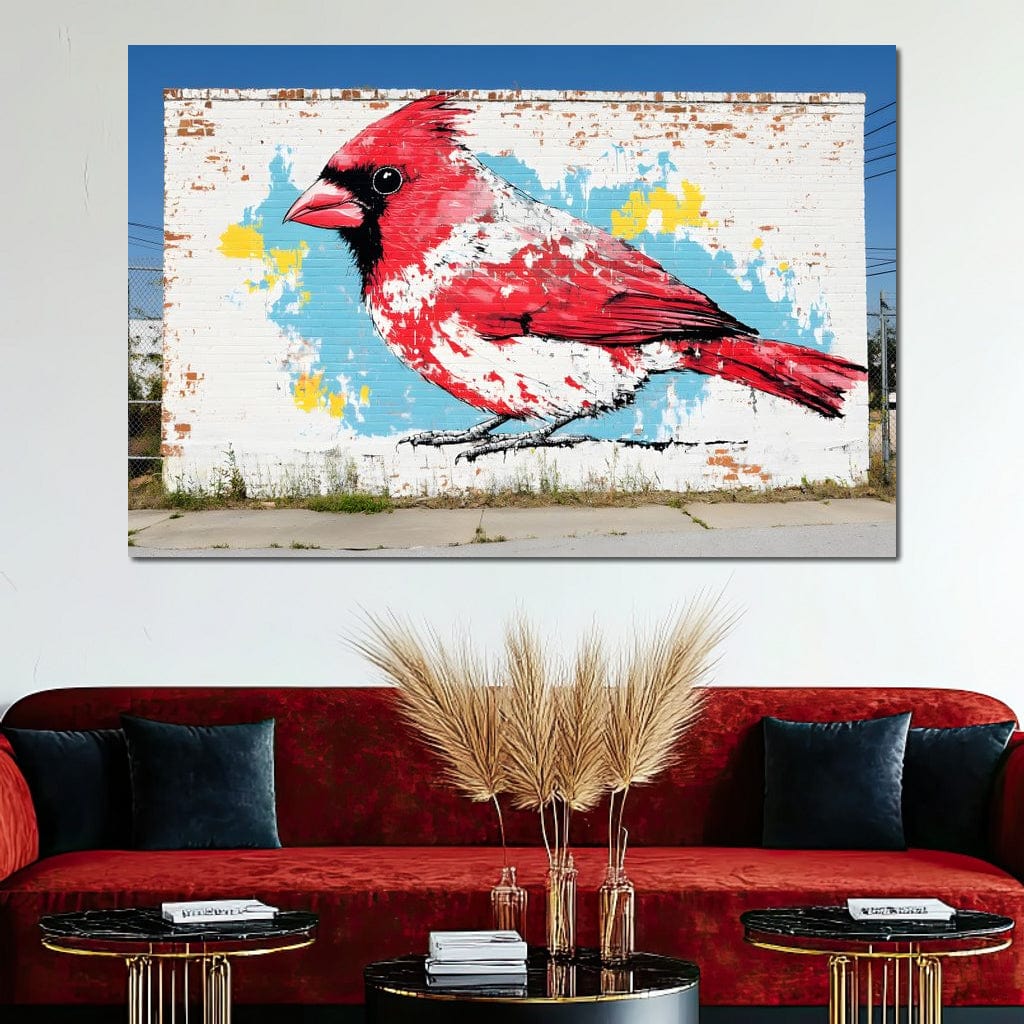 Street Art - Cardinal Mural Canvas Wall Art