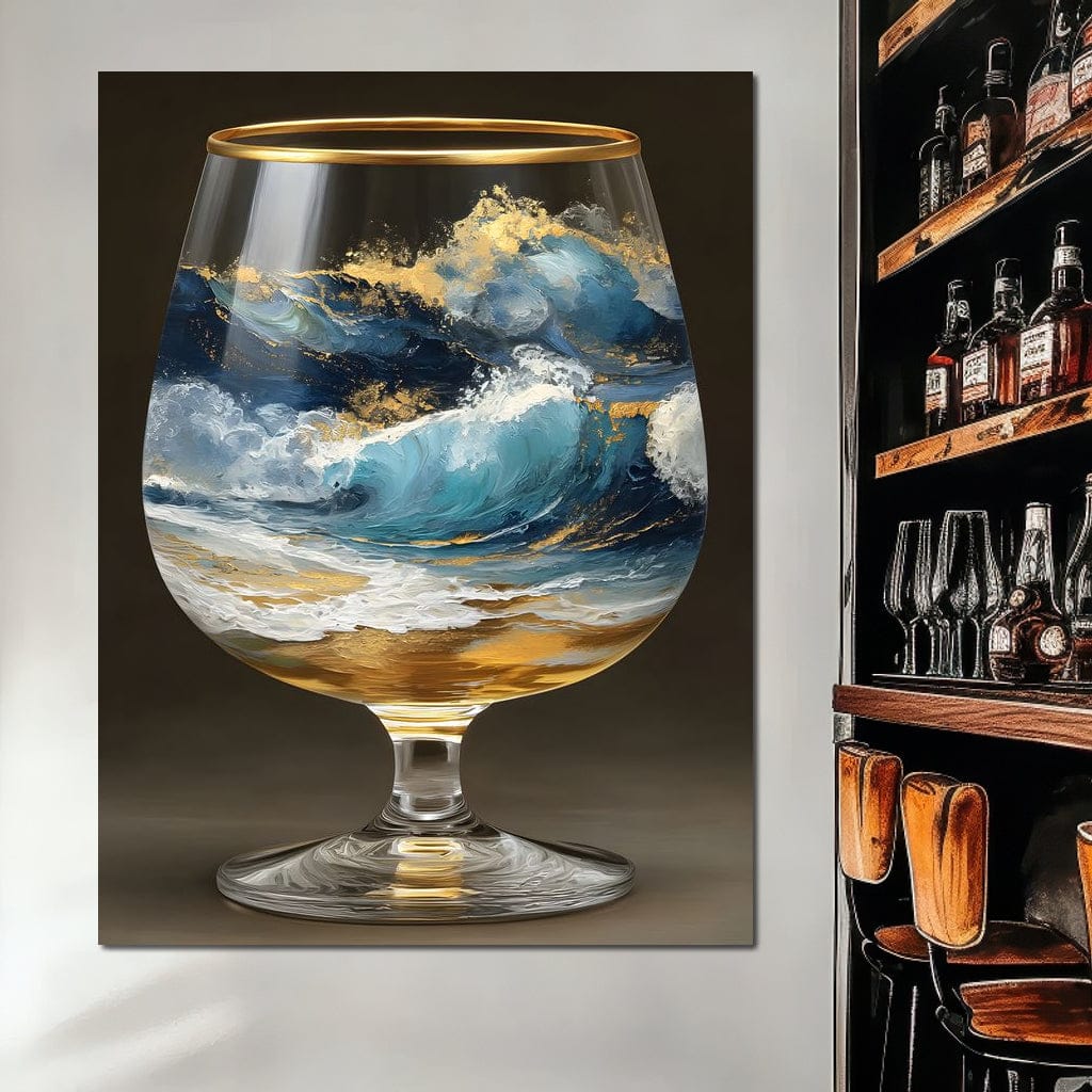 Gilded Ocean Stormglass Scene Canvas Wall Art