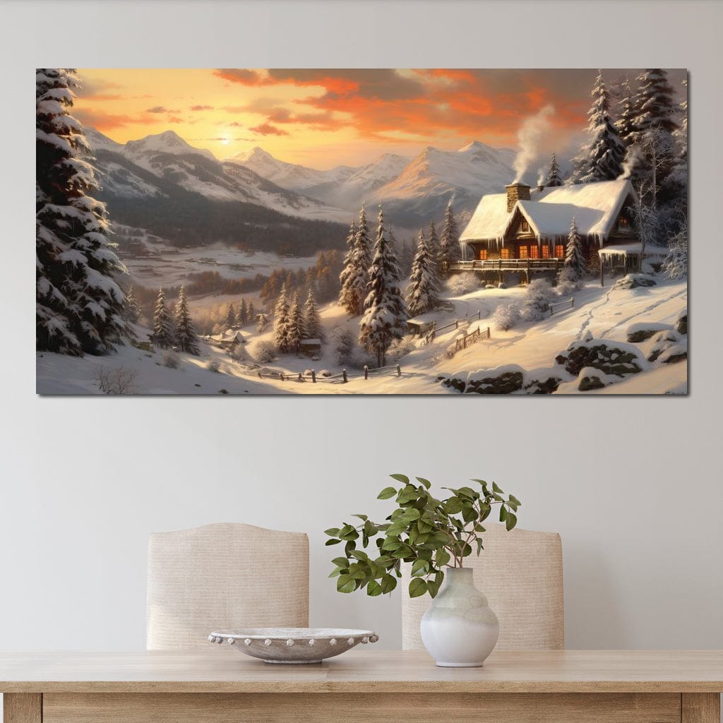 Christmas Cottage Canvas Wall Art