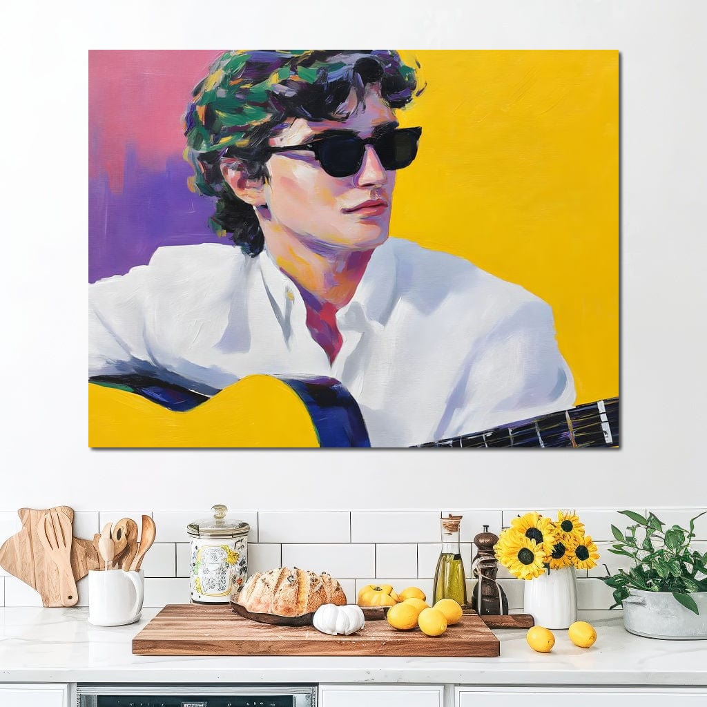 Vibrant Guitarist Sunlit Groove Canvas Wall Art