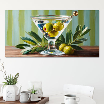 Olive Martini Still Life Delight Canvas Wall Art