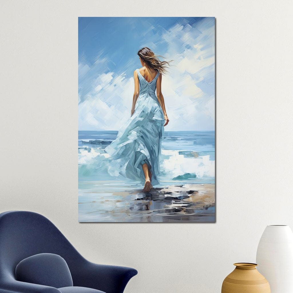 Azure Serenity Stroll Canvas Wall Art