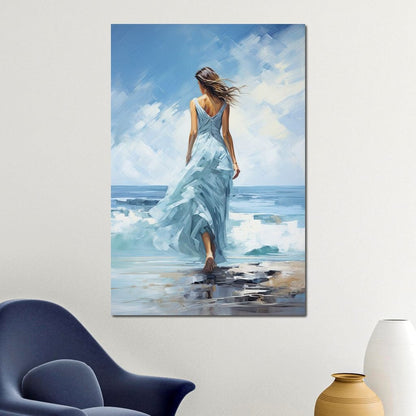 Azure Serenity Stroll Canvas Wall Art